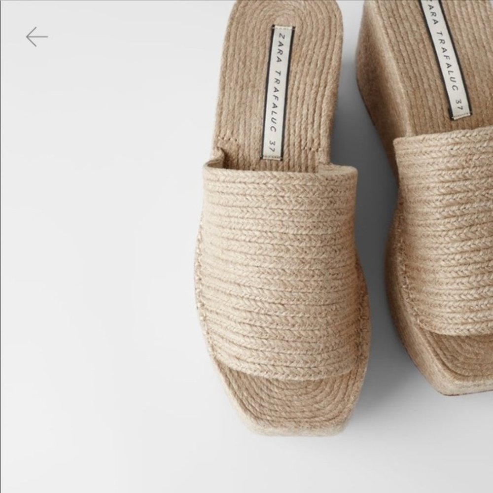 Zara Jute Platform Sandals, 40, size 9